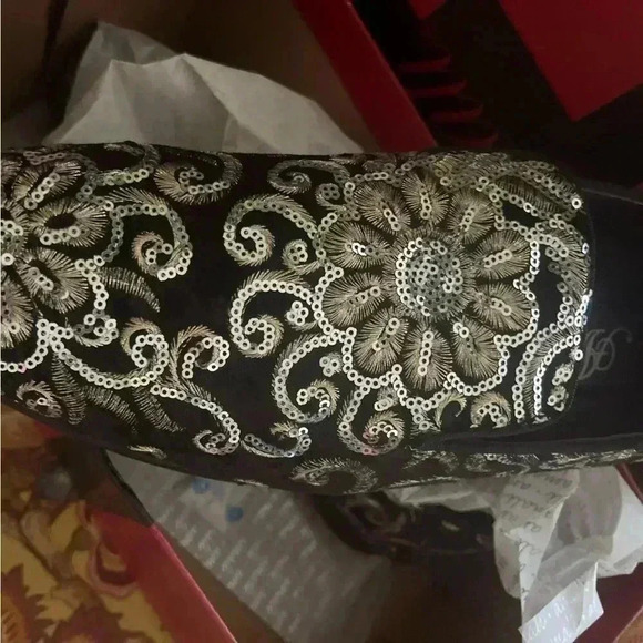 MENS AMALFI GOLD SEQUINS SHOES BLACK SZ 10.5 NIB main image 7
